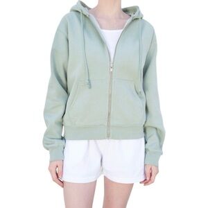 Brandy Melville Christy Hoodie Zip Up Jacket Sage Green One Size Oversized